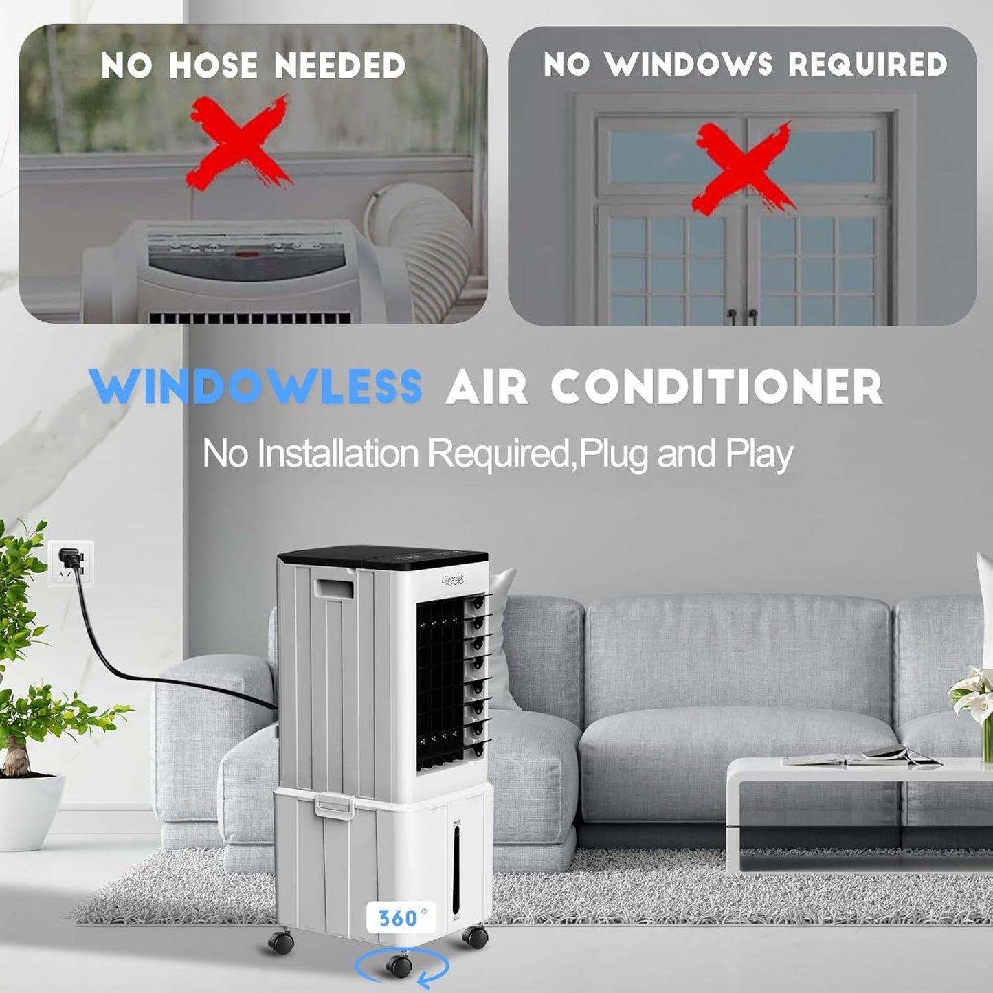 Climatiseur Mobile 3 EN 1 : Rafraichisseur, Déshumidificateur et Ventilateur