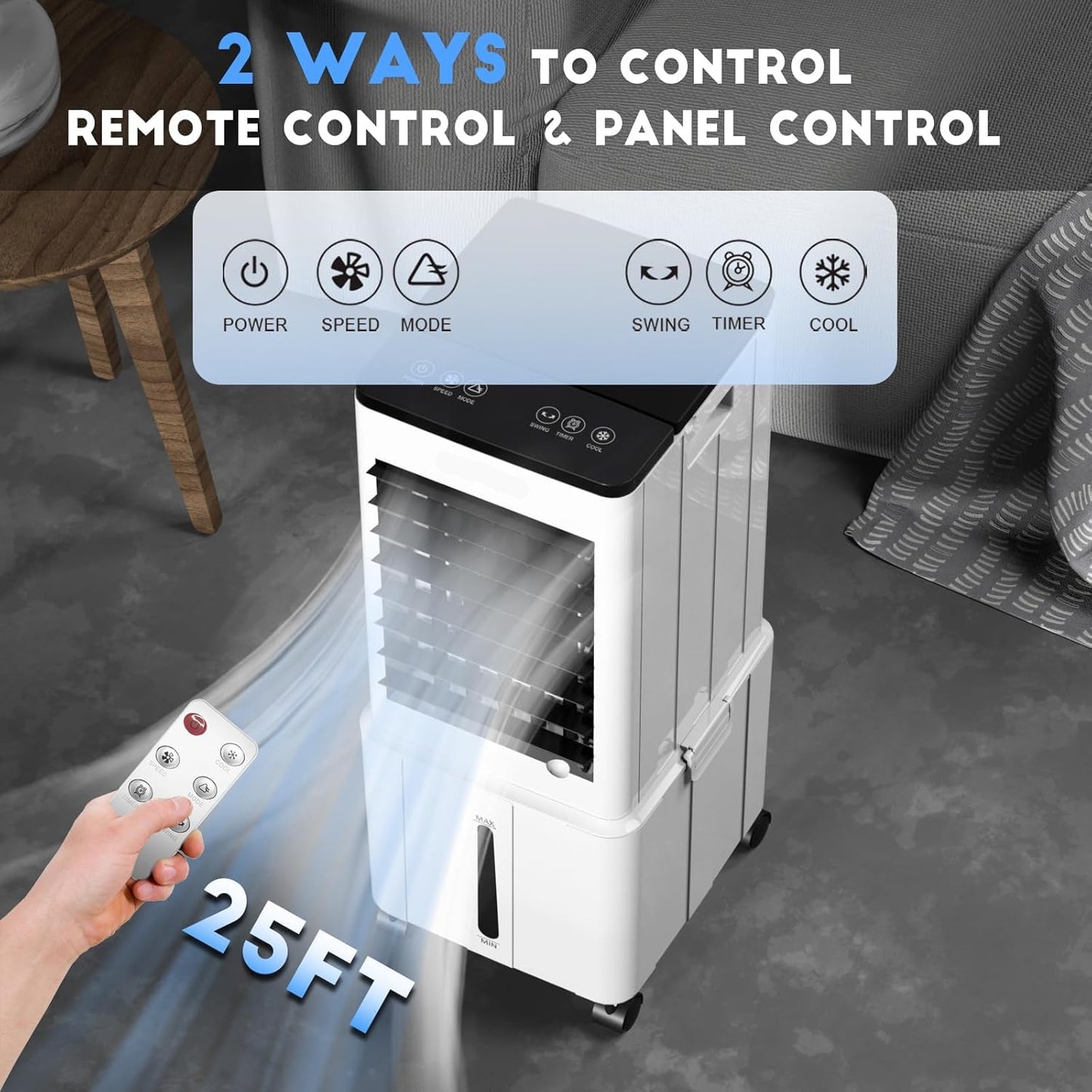 Climatiseur Mobile 3 EN 1 :  Rafraichisseur, Déshumidificateur et Ventilateur